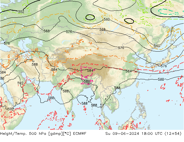 Z500/Rain (+SLP)/Z850 ECMWF dom 09.06.2024 18 UTC