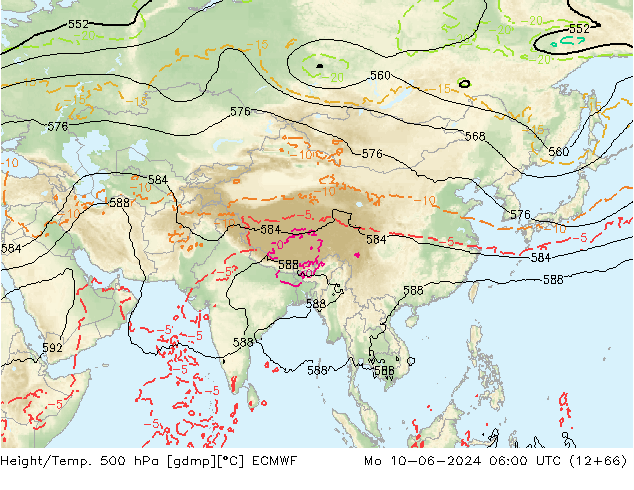 Z500/Rain (+SLP)/Z850 ECMWF Mo 10.06.2024 06 UTC