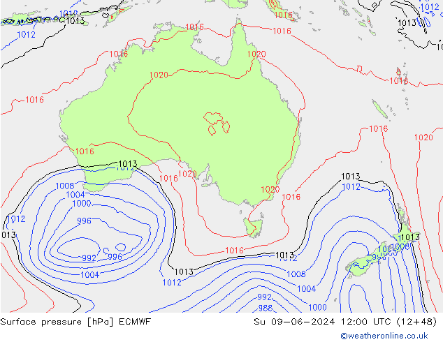 Surface pressure ECMWF Su 09.06.2024 12 UTC