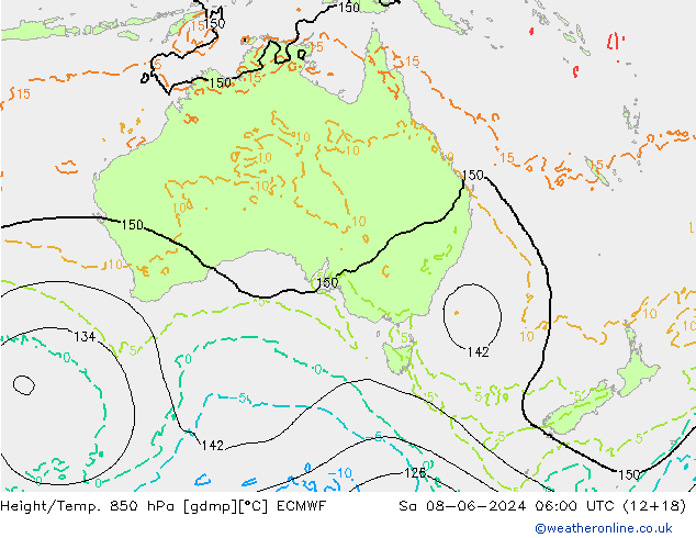 Z500/Yağmur (+YB)/Z850 ECMWF Cts 08.06.2024 06 UTC