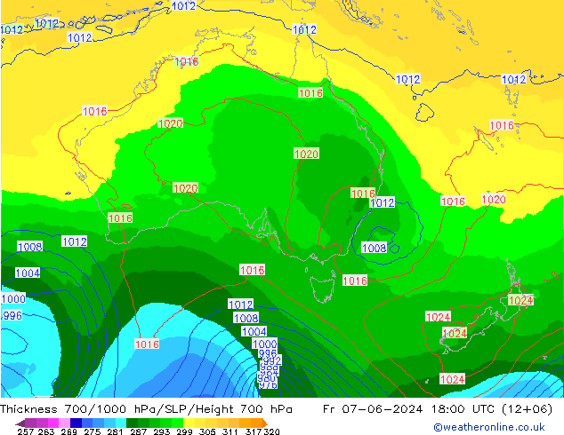 Thck 700-1000 hPa ECMWF Pá 07.06.2024 18 UTC