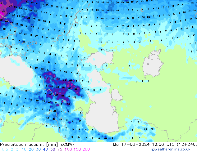 Precipitation accum. ECMWF Seg 17.06.2024 12 UTC