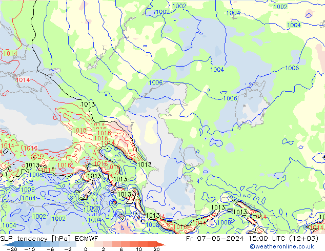 Druktendens (+/-) ECMWF vr 07.06.2024 15 UTC