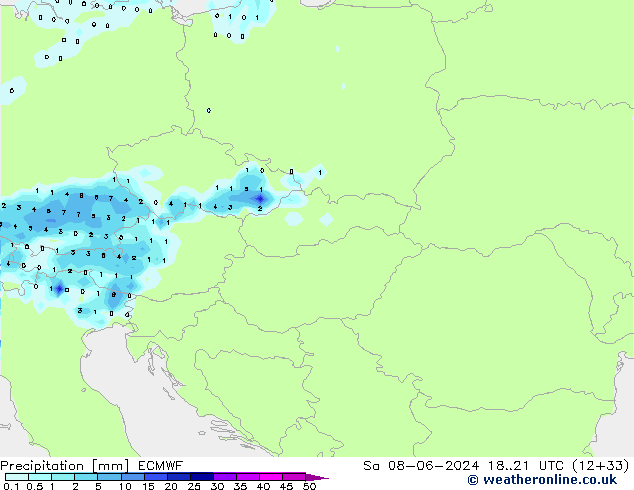 Niederschlag ECMWF Sa 08.06.2024 21 UTC