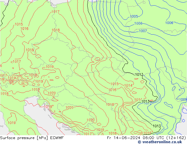 Pressione al suolo ECMWF ven 14.06.2024 06 UTC