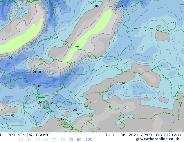 700 hPa Nispi Nem ECMWF Sa 11.06.2024 00 UTC