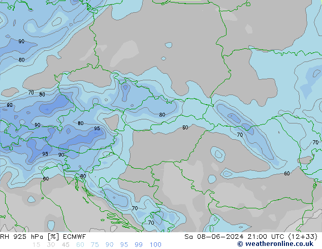 RH 925 hPa ECMWF Sa 08.06.2024 21 UTC