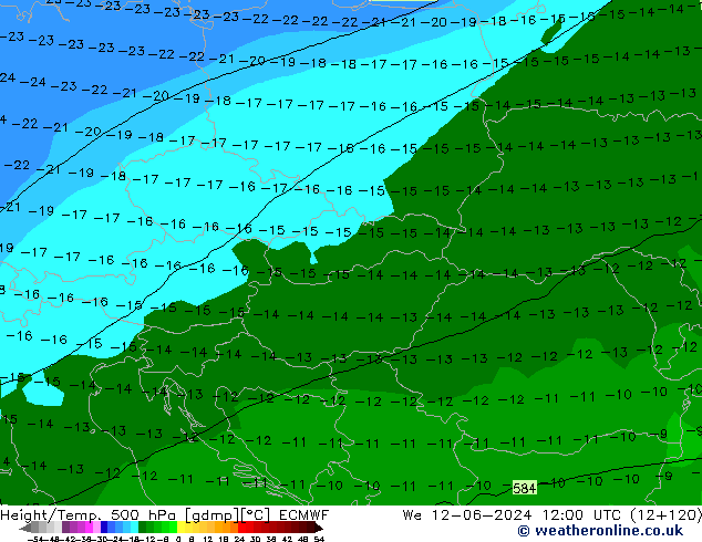 Z500/Rain (+SLP)/Z850 ECMWF Qua 12.06.2024 12 UTC