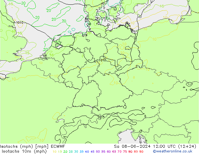 Isotachs (mph) ECMWF So 08.06.2024 12 UTC