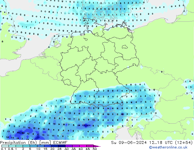 Z500/Rain (+SLP)/Z850 ECMWF Su 09.06.2024 18 UTC