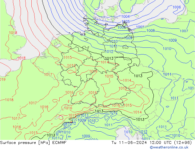 Yer basıncı ECMWF Sa 11.06.2024 12 UTC