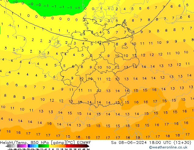 Z500/Rain (+SLP)/Z850 ECMWF Sa 08.06.2024 18 UTC