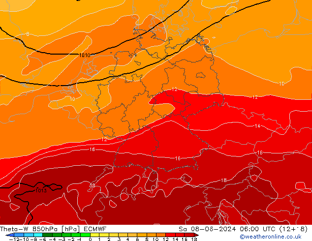 Theta-W 850hPa ECMWF sam 08.06.2024 06 UTC