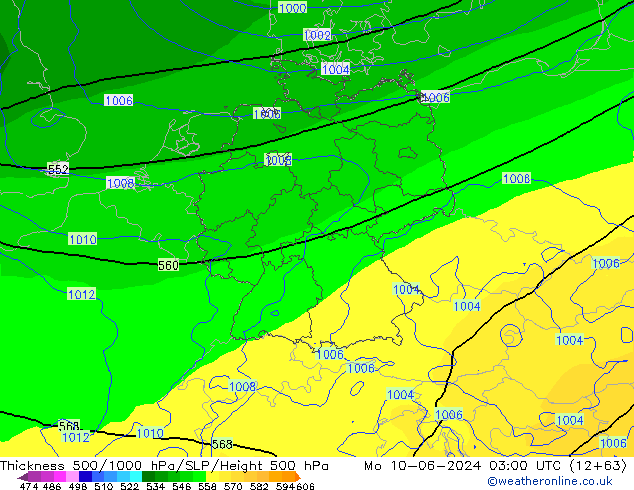 Thck 500-1000hPa ECMWF Mo 10.06.2024 03 UTC