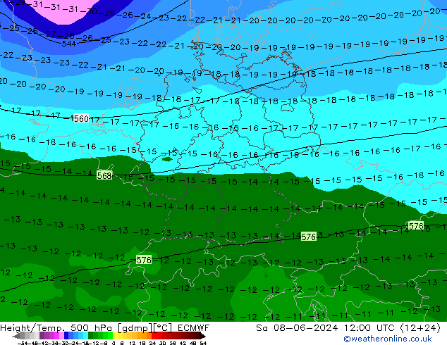 Z500/Rain (+SLP)/Z850 ECMWF sáb 08.06.2024 12 UTC