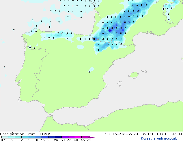 Precipitation ECMWF Su 16.06.2024 00 UTC