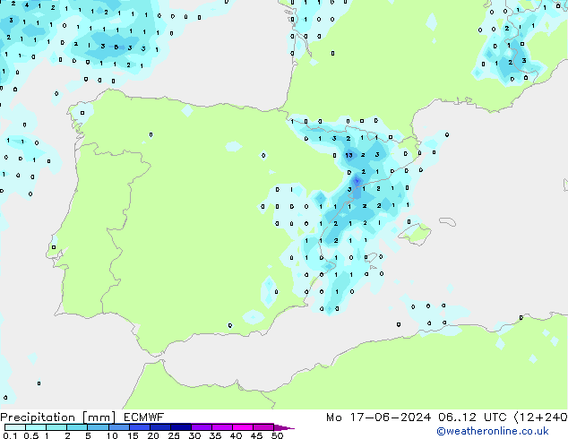 осадки ECMWF пн 17.06.2024 12 UTC