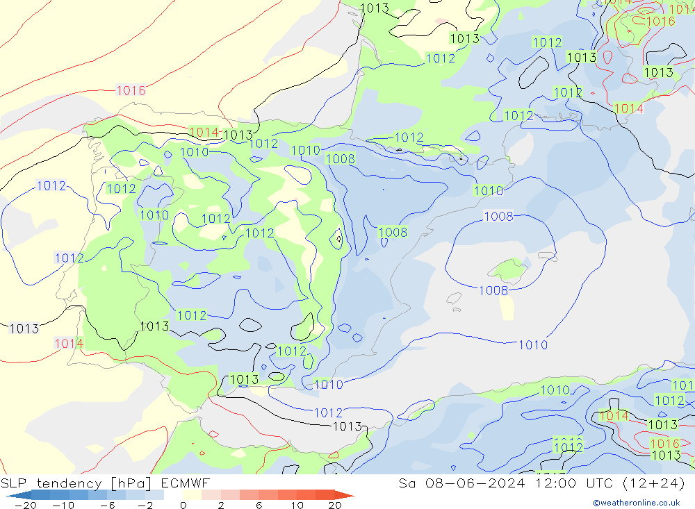 тенденция давления ECMWF сб 08.06.2024 12 UTC