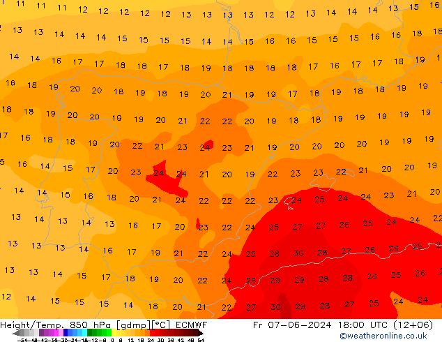 Z500/Rain (+SLP)/Z850 ECMWF vie 07.06.2024 18 UTC