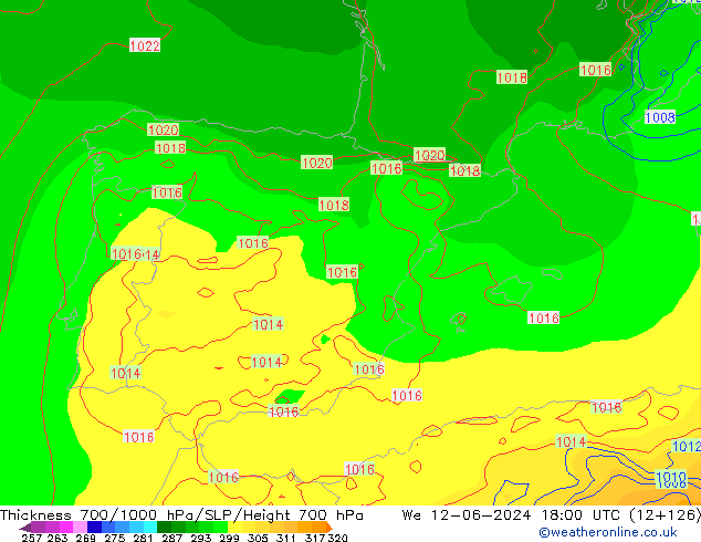 Thck 700-1000 hPa ECMWF St 12.06.2024 18 UTC