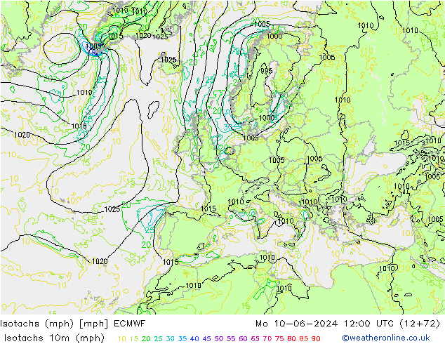 Isotachs (mph) ECMWF Mo 10.06.2024 12 UTC