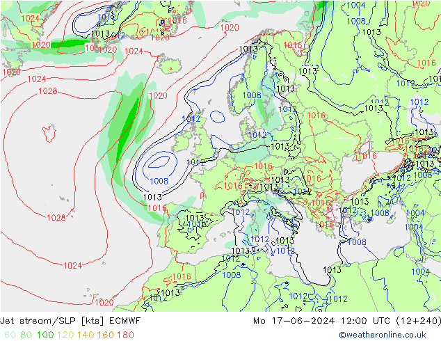 Corrente a getto ECMWF lun 17.06.2024 12 UTC