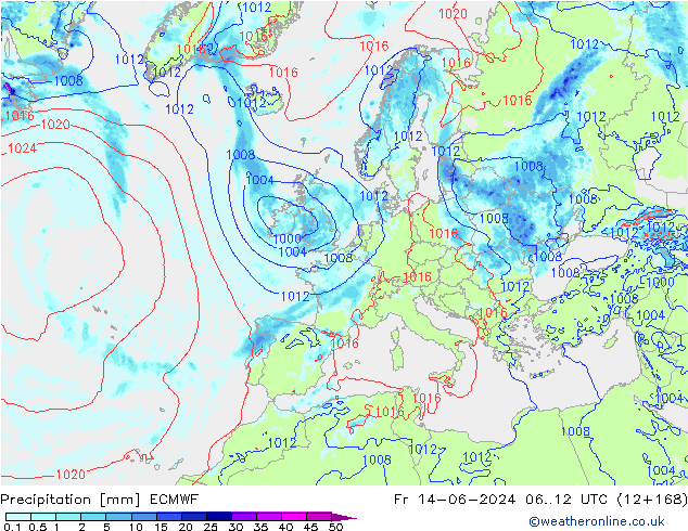 Precipitation ECMWF Fr 14.06.2024 12 UTC