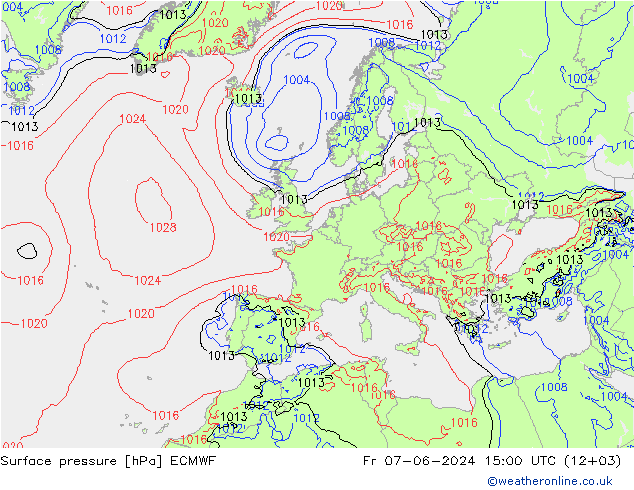 Bodendruck ECMWF Fr 07.06.2024 15 UTC