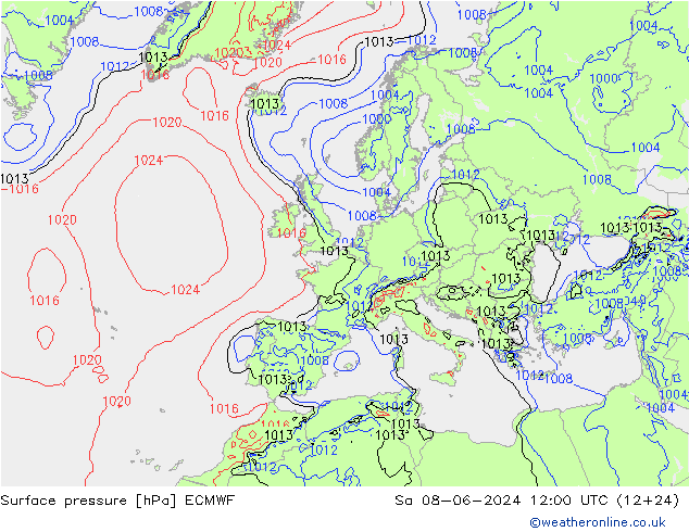 Luchtdruk (Grond) ECMWF za 08.06.2024 12 UTC