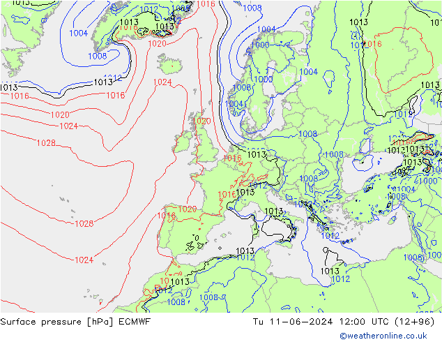 Yer basıncı ECMWF Sa 11.06.2024 12 UTC