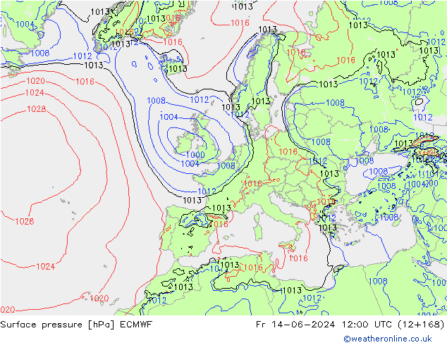 pression de l'air ECMWF ven 14.06.2024 12 UTC