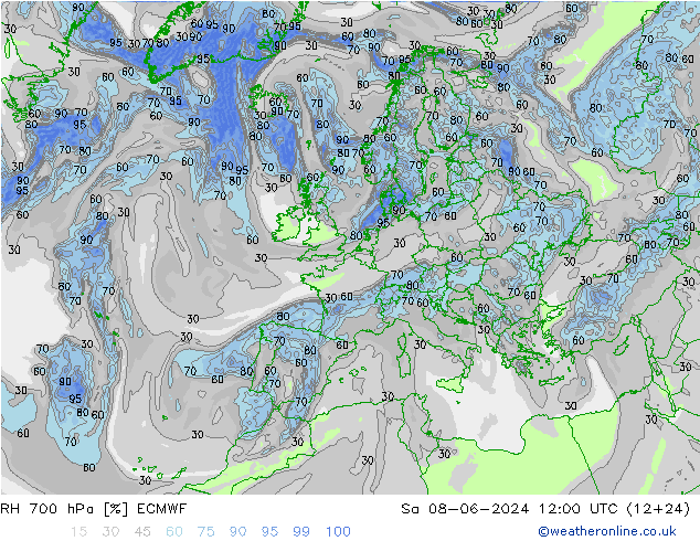 RH 700 hPa ECMWF So 08.06.2024 12 UTC