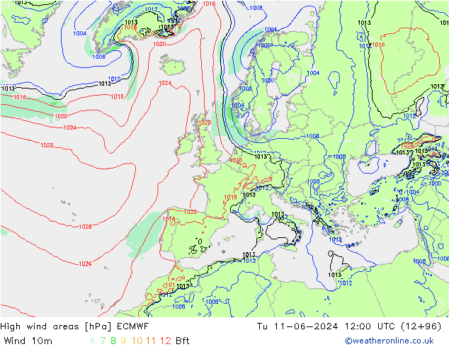 High wind areas ECMWF mar 11.06.2024 12 UTC