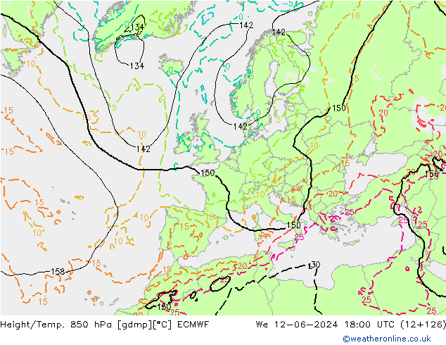 Z500/Rain (+SLP)/Z850 ECMWF mer 12.06.2024 18 UTC