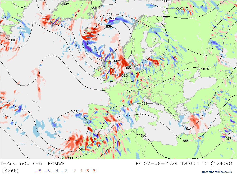 T-Adv. 500 hPa ECMWF vie 07.06.2024 18 UTC