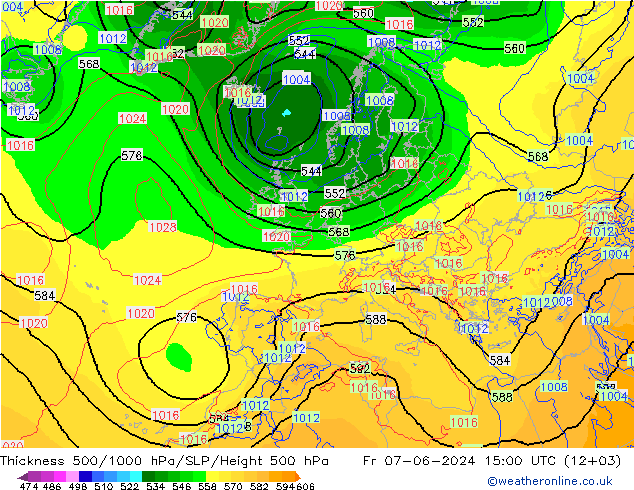 Thck 500-1000hPa ECMWF Fr 07.06.2024 15 UTC