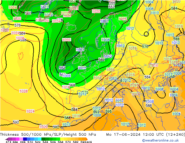 Thck 500-1000hPa ECMWF Mo 17.06.2024 12 UTC