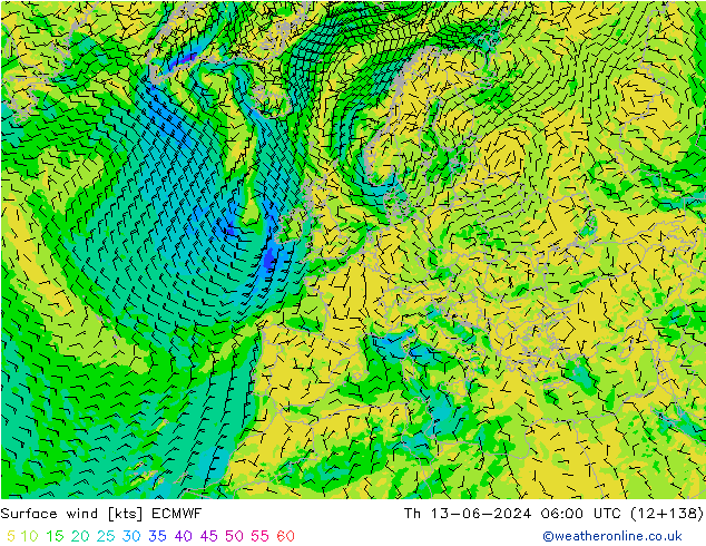 Rüzgar 10 m ECMWF Per 13.06.2024 06 UTC