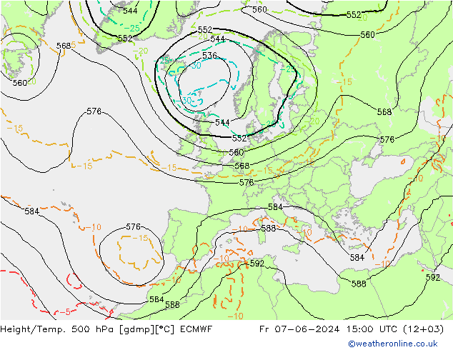 Height/Temp. 500 hPa ECMWF pt. 07.06.2024 15 UTC