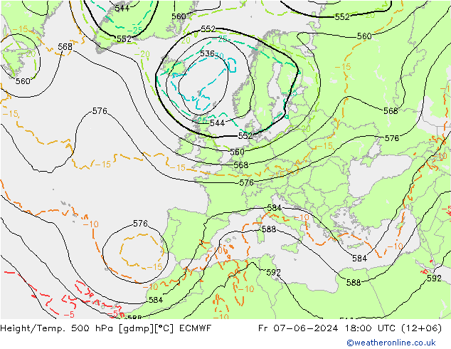 Z500/Rain (+SLP)/Z850 ECMWF ven 07.06.2024 18 UTC