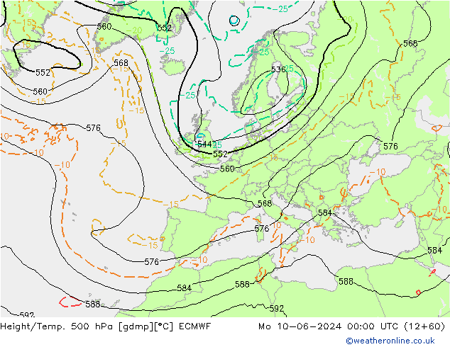 Z500/Regen(+SLP)/Z850 ECMWF ma 10.06.2024 00 UTC