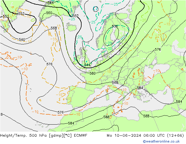 Géop./Temp. 500 hPa ECMWF lun 10.06.2024 06 UTC