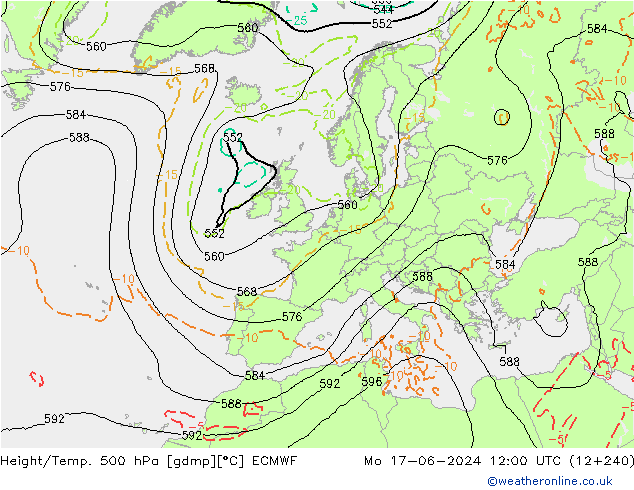 Z500/Rain (+SLP)/Z850 ECMWF Po 17.06.2024 12 UTC