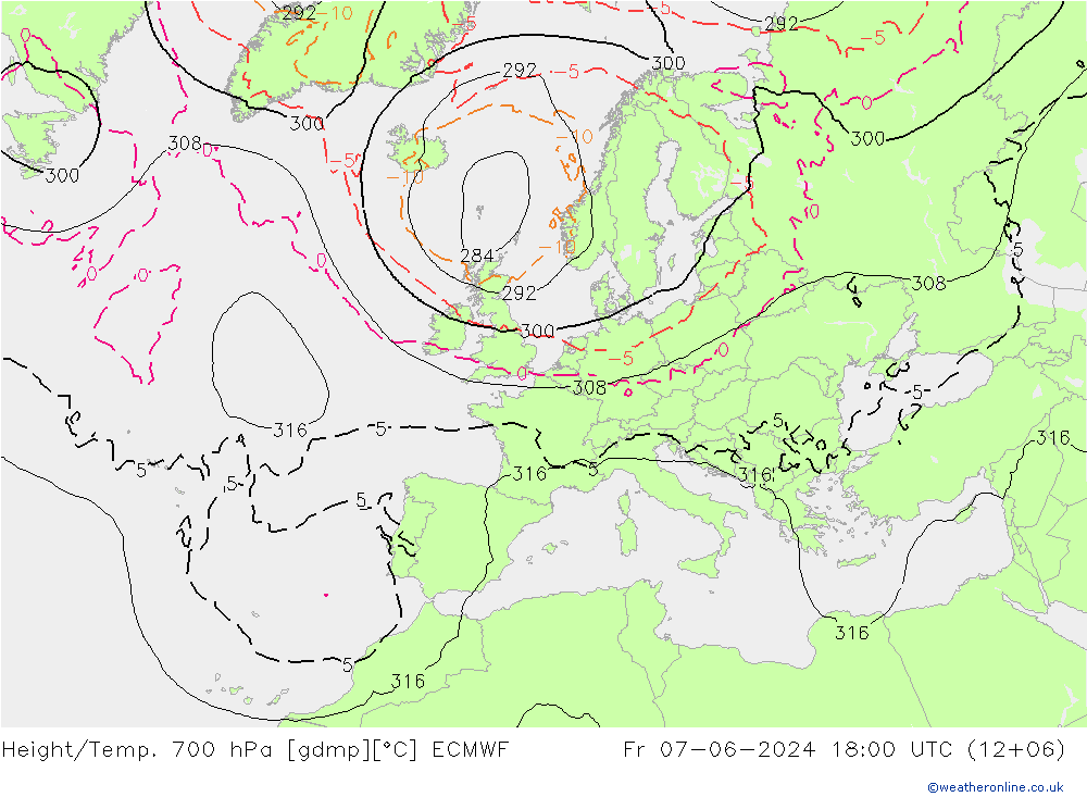 Height/Temp. 700 hPa ECMWF  07.06.2024 18 UTC