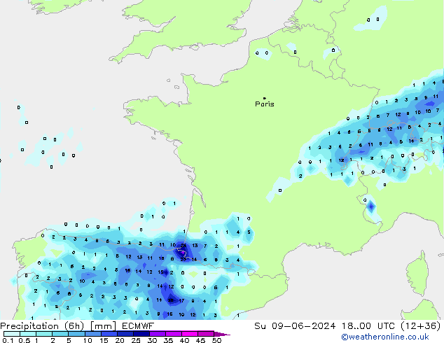 Z500/Rain (+SLP)/Z850 ECMWF So 09.06.2024 00 UTC