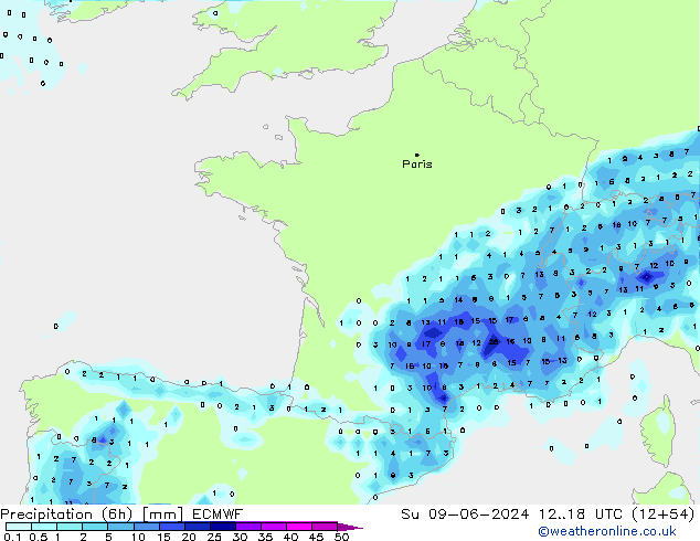 Z500/Rain (+SLP)/Z850 ECMWF Dom 09.06.2024 18 UTC