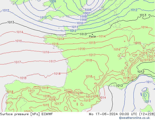 ciśnienie ECMWF pon. 17.06.2024 00 UTC