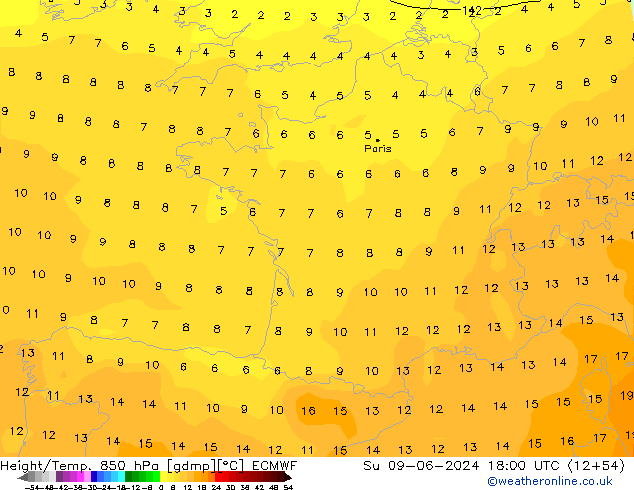 Z500/Rain (+SLP)/Z850 ECMWF Dom 09.06.2024 18 UTC