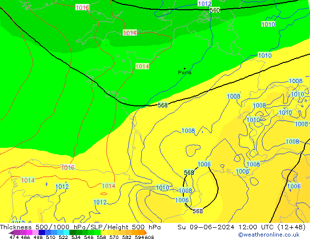 Thck 500-1000hPa ECMWF Ne 09.06.2024 12 UTC