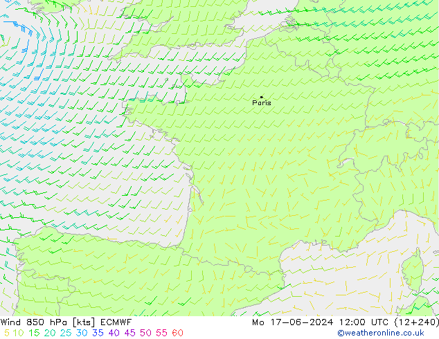 Wind 850 hPa ECMWF Mo 17.06.2024 12 UTC